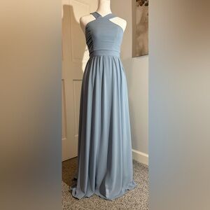 Lulus XS Air of Romance Blue Halter Maxi Dress Homecoming Formal Gown Dance 9046